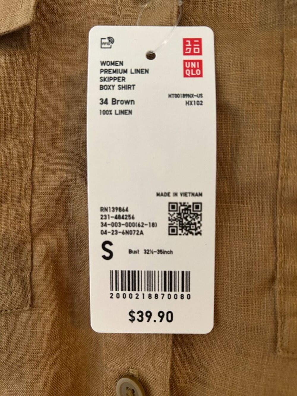 NWT Uniqlo Premium Linen Skipper Boxy Shirt S - Picture 3 of 6